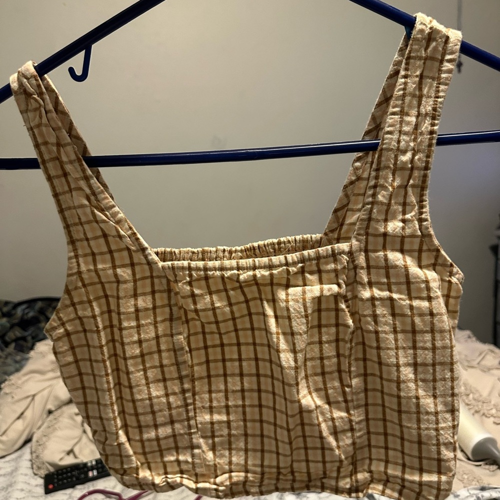Billabong Beige Checkered Crop Top